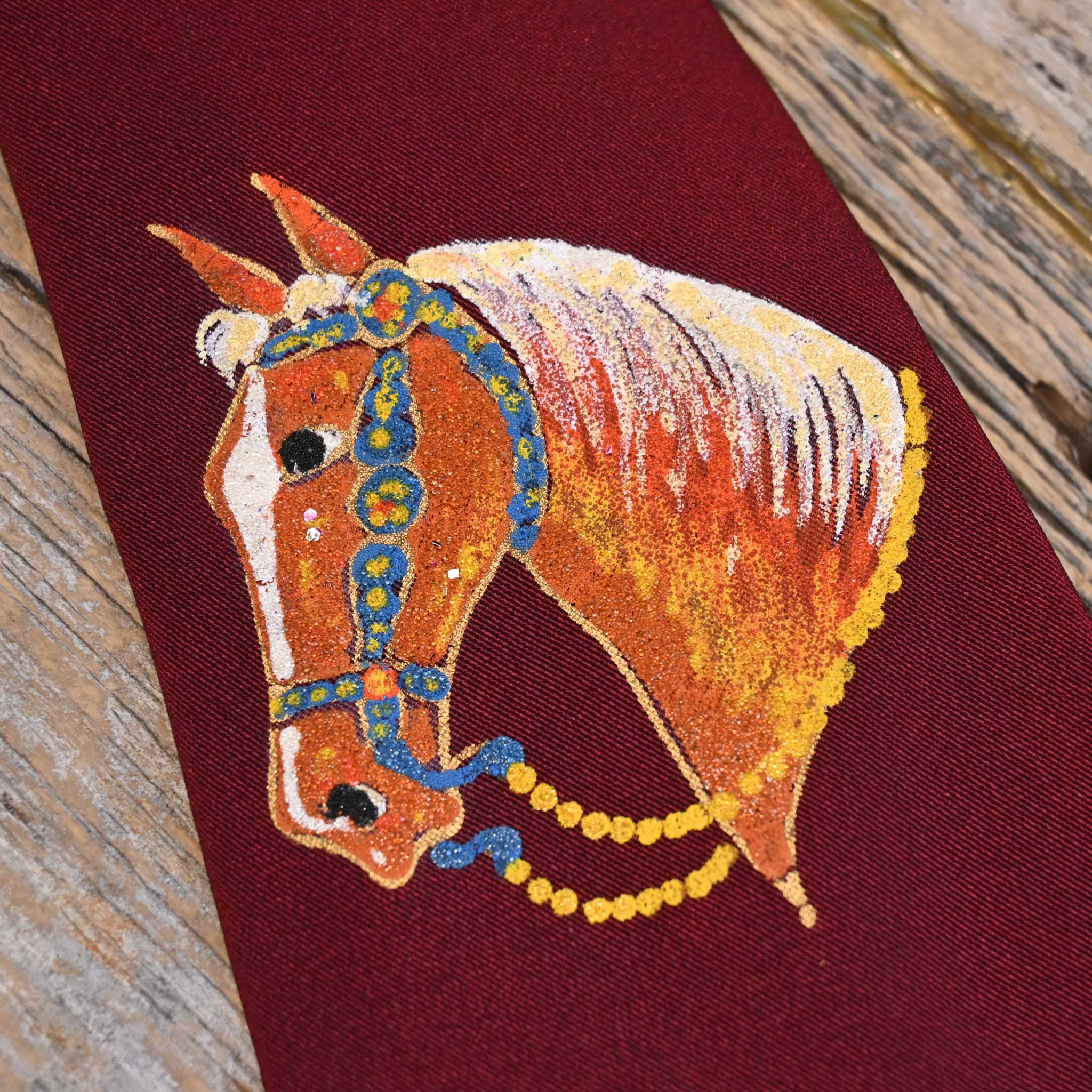1950's Dark Red Hand Painted Tie - Image 2