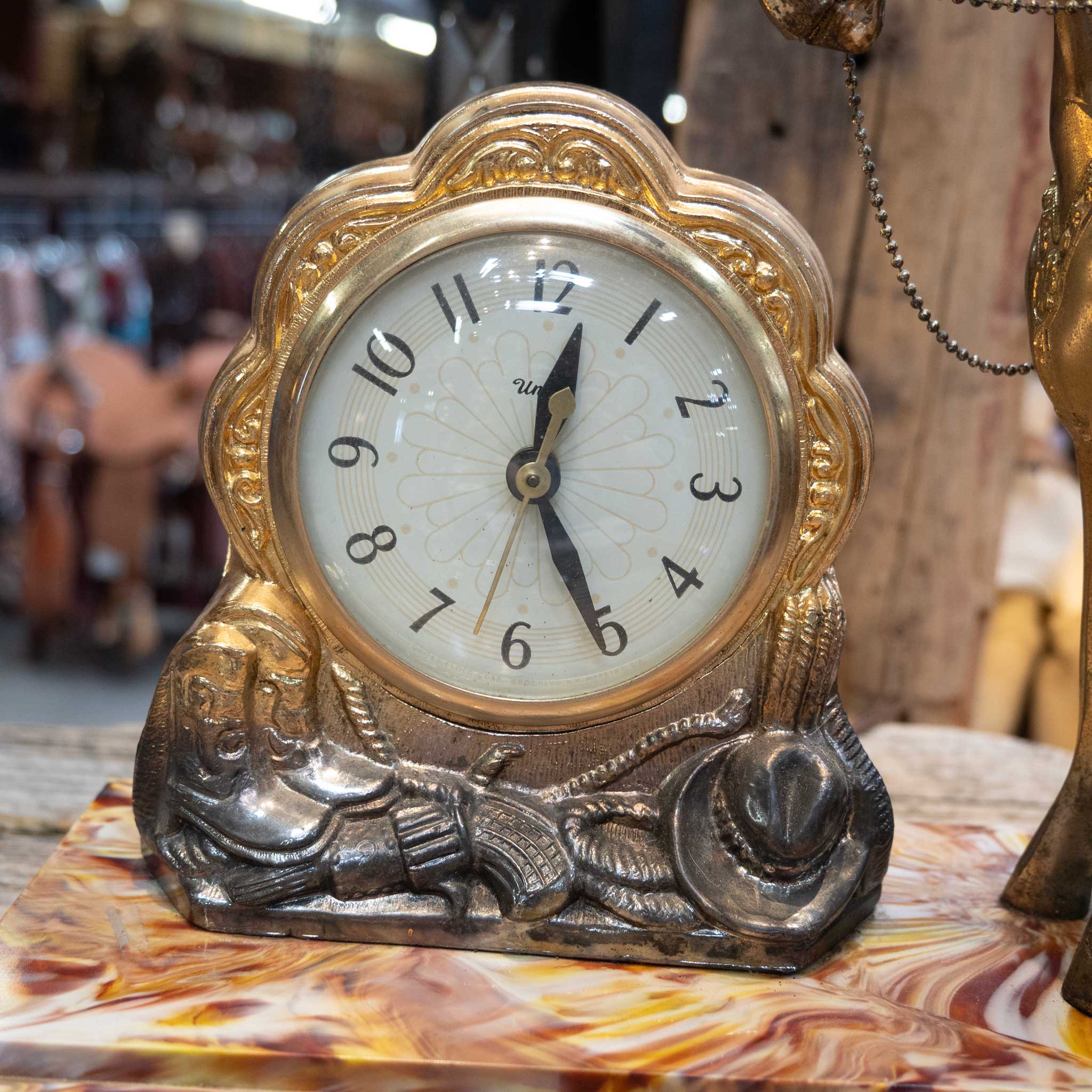 1950's Clock with Horse Statue & Bright Colored Base - Image 3