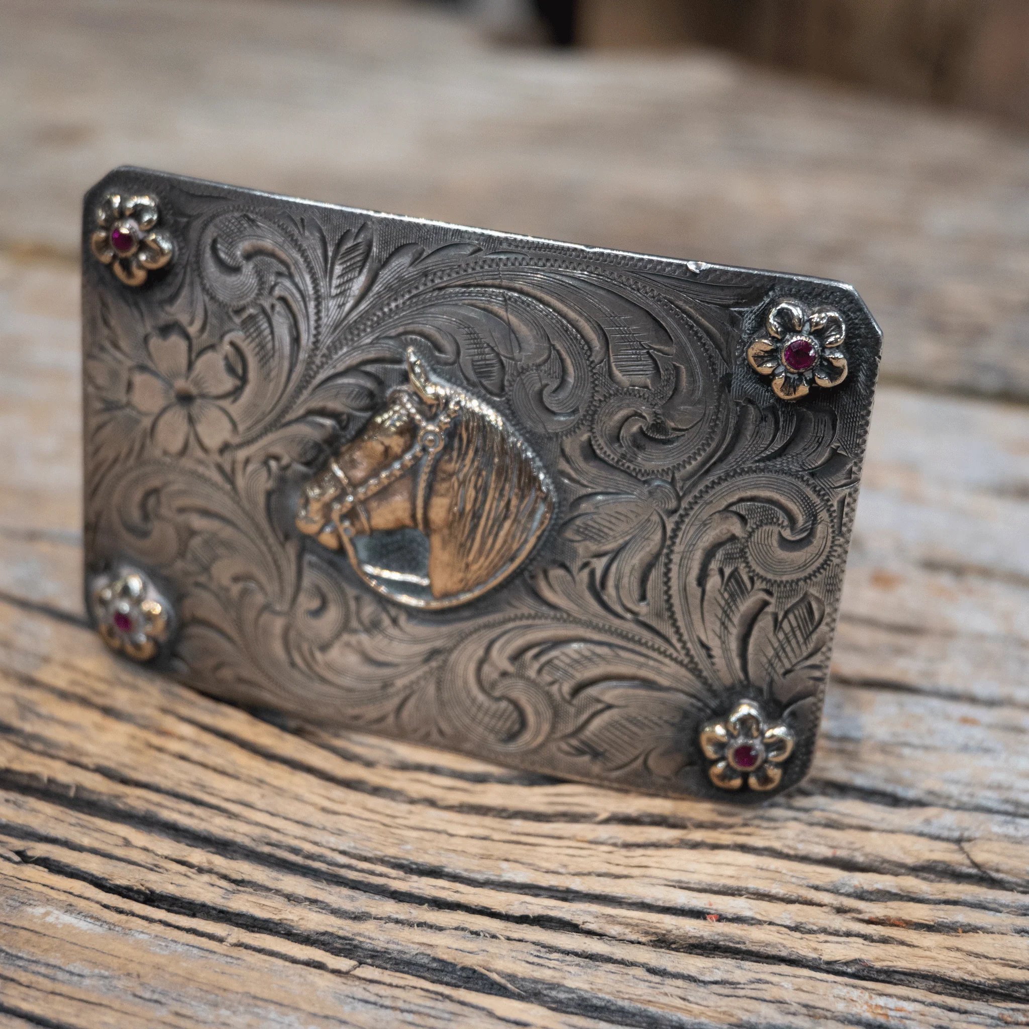Western Silversmiths 1950's 10k Gold Horse Head Belt Buckle - Image 2