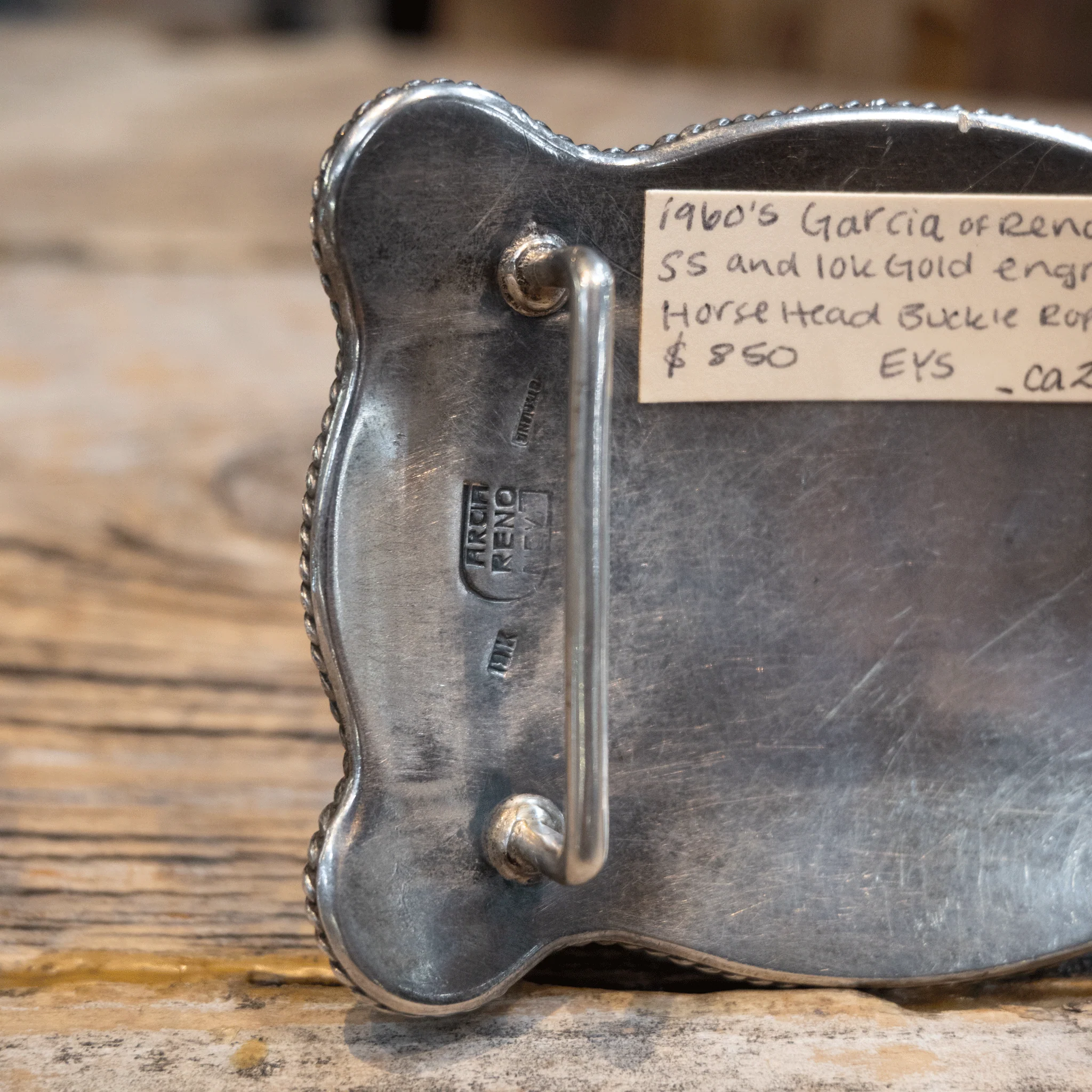 Garcia 1960's Sterling Silver & 10k Gold Horse Head Belt Buckle - Image 3
