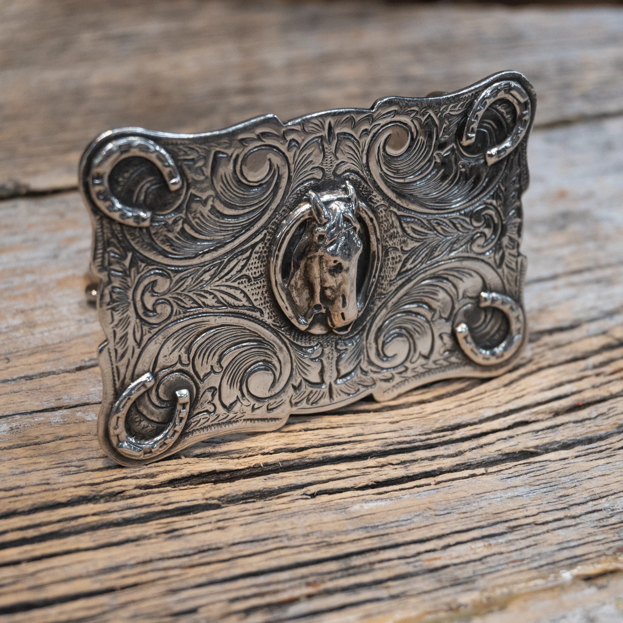 1970's - 80's Sterling Silver Horse Head Belt Buckle - Image 2