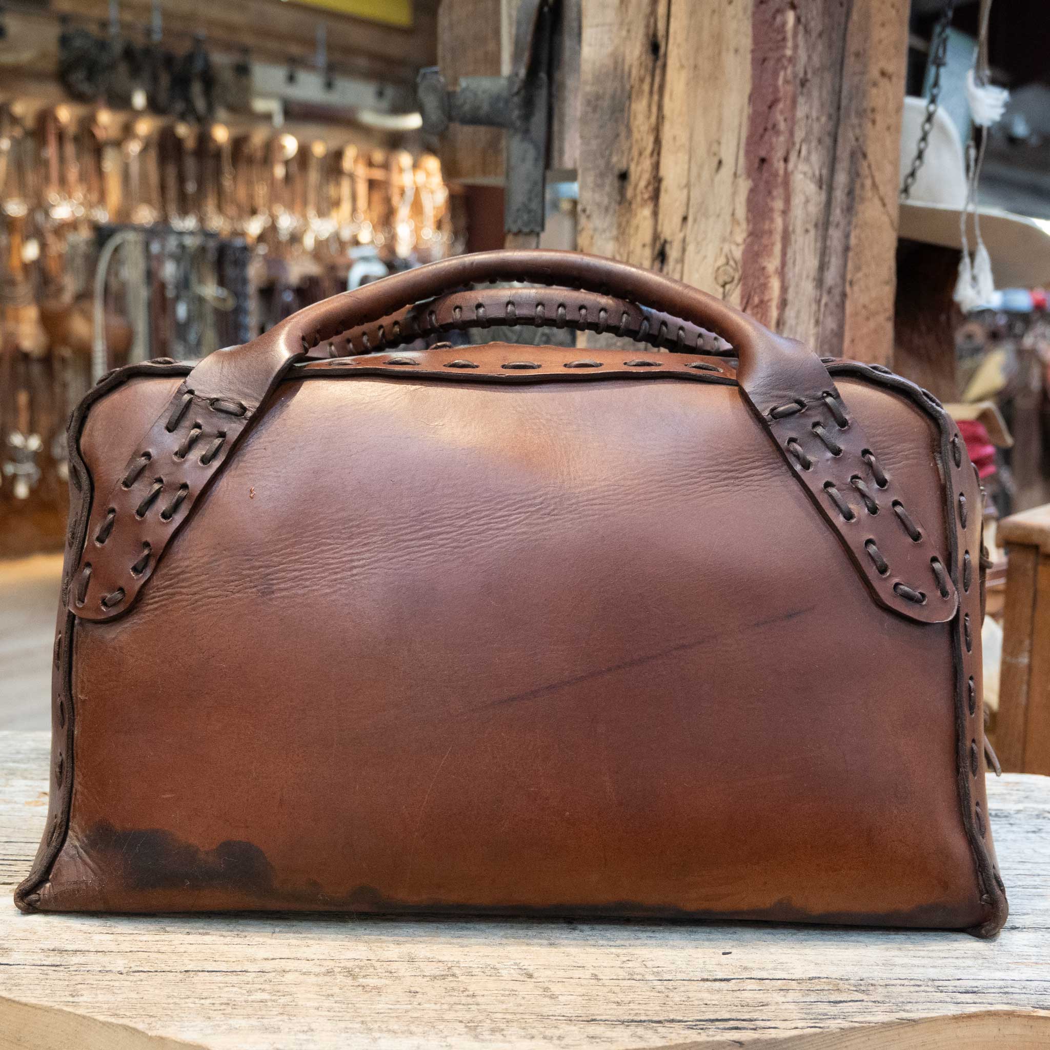 1970's Leather Bag Branded "JMB" - Image 4