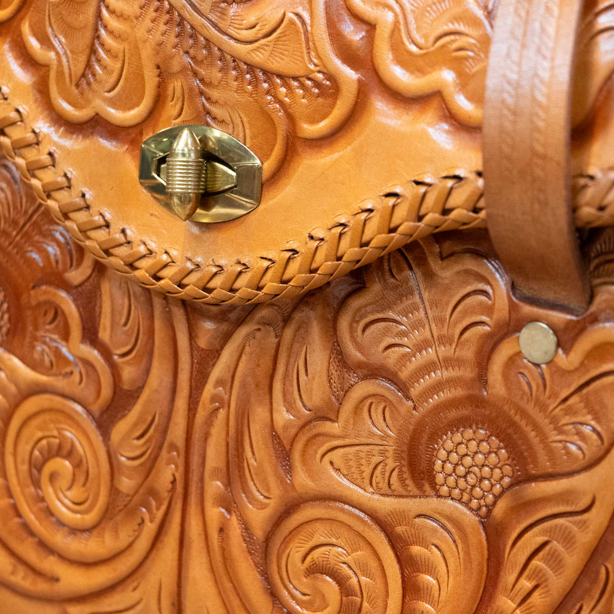 Vintage 1970s Tooled Leather Purse - Original 1976 Receipt - Image 2