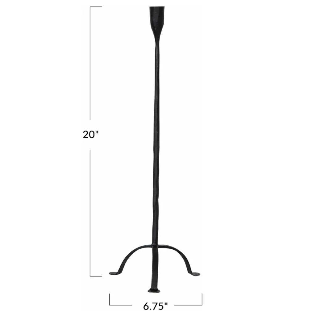 Black 20" Hand-Forged Cast Iron Taper Holder - Image 2