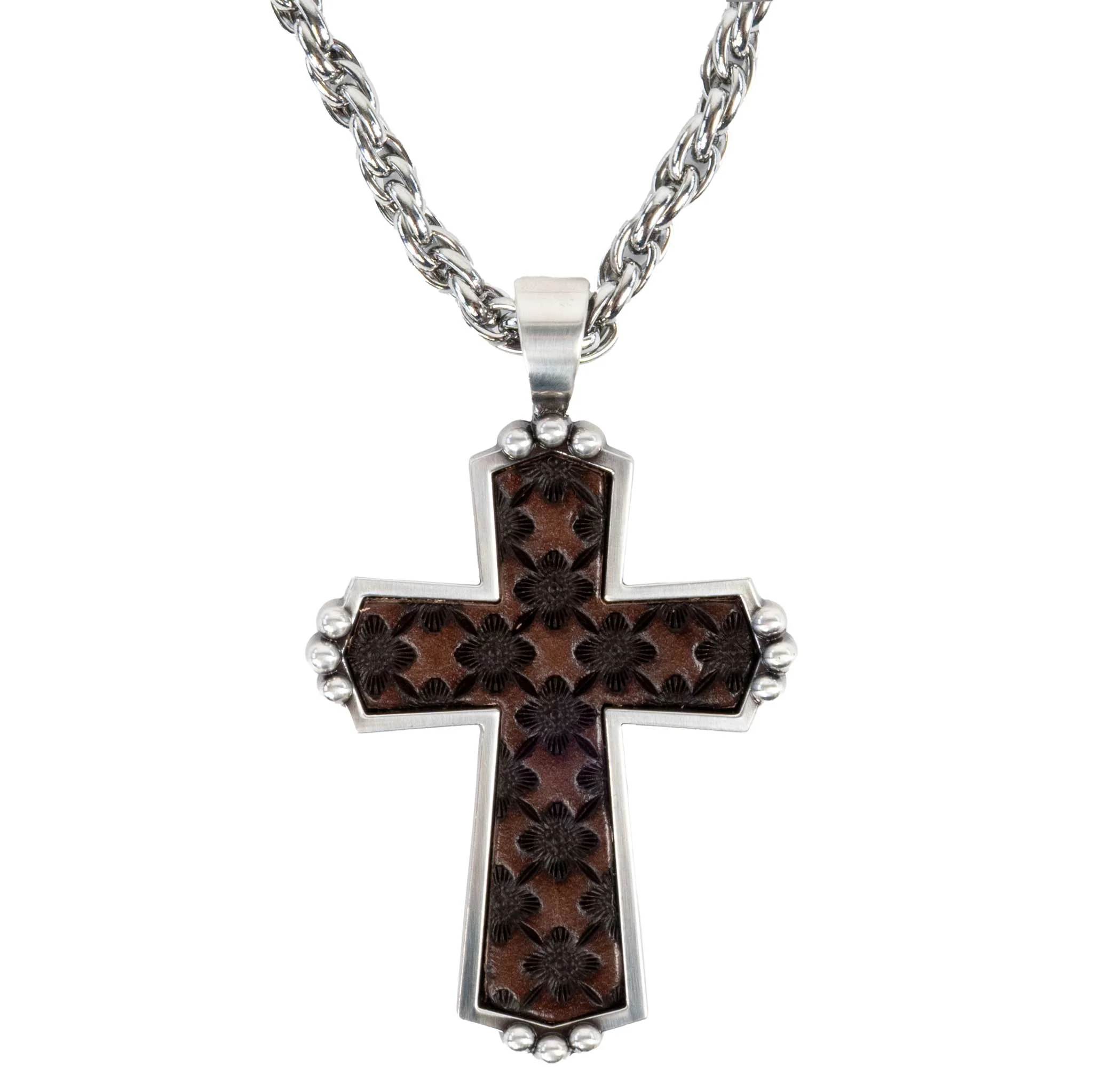 Silver Strike 24" Chain Leather Cross