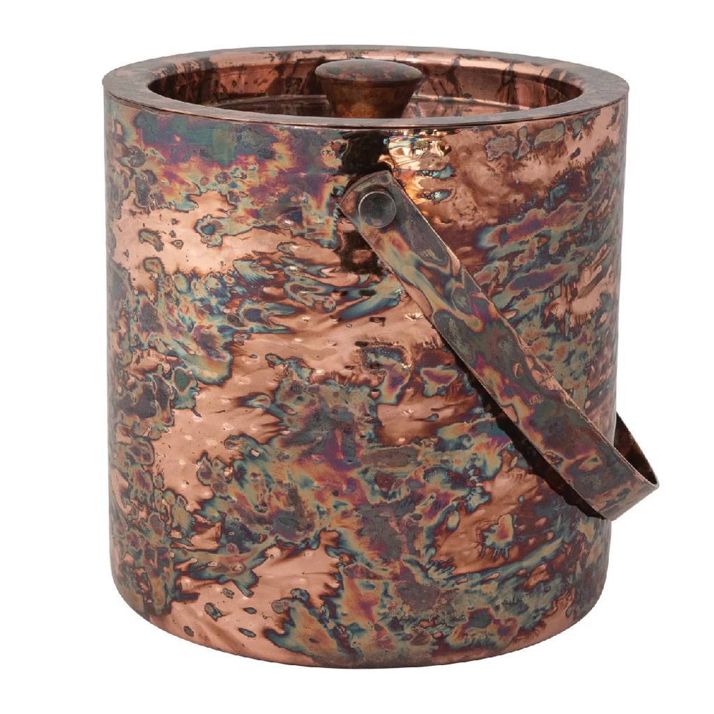 3 Qt Hammered Ice Bucket Oxidized Copper - Image 2