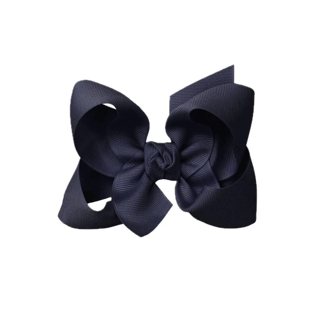 Signature Grosgrain Bow on Clip - 4.5" Dark Navy