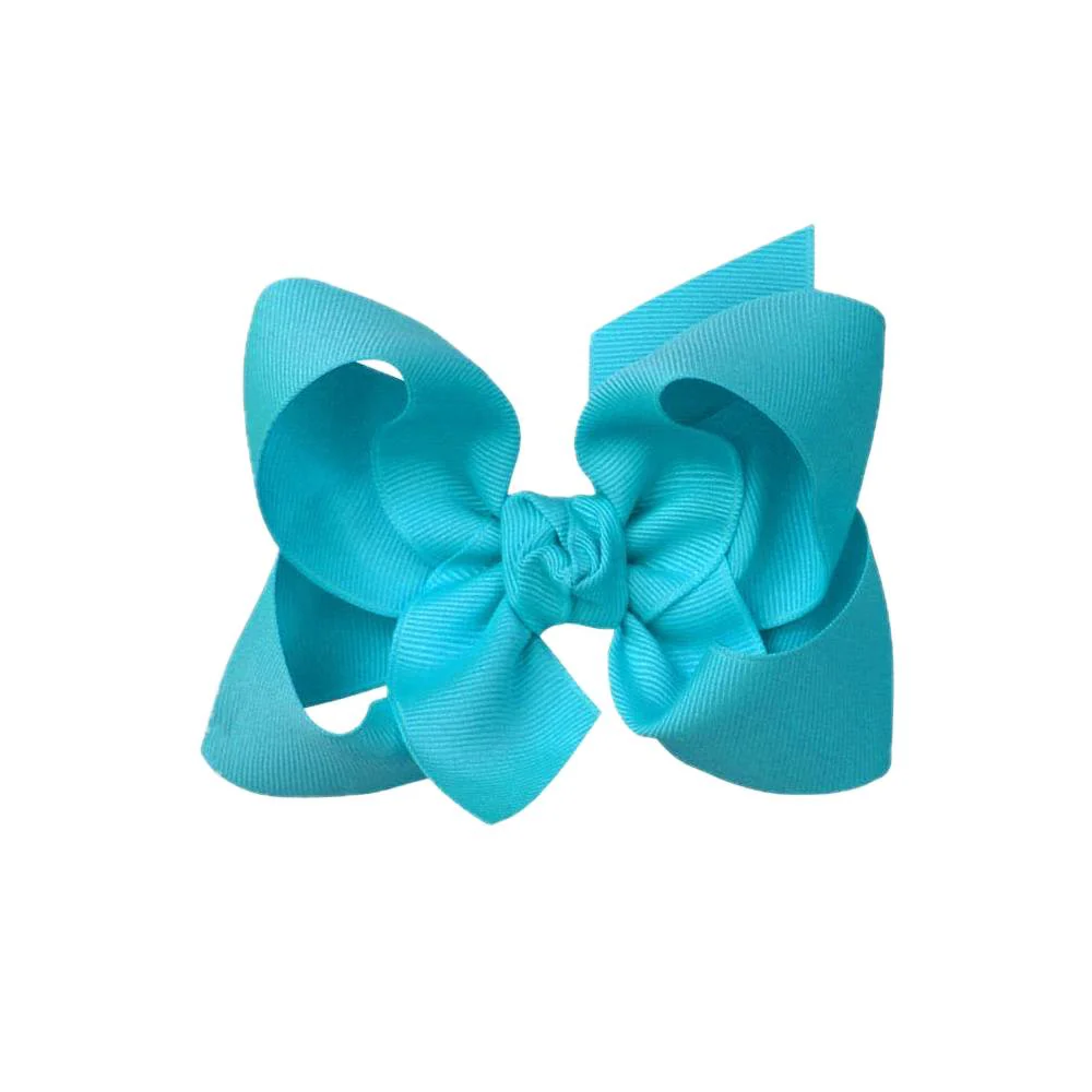 Signature Grosgrain Bow on Clip - 4.5" Turquoise