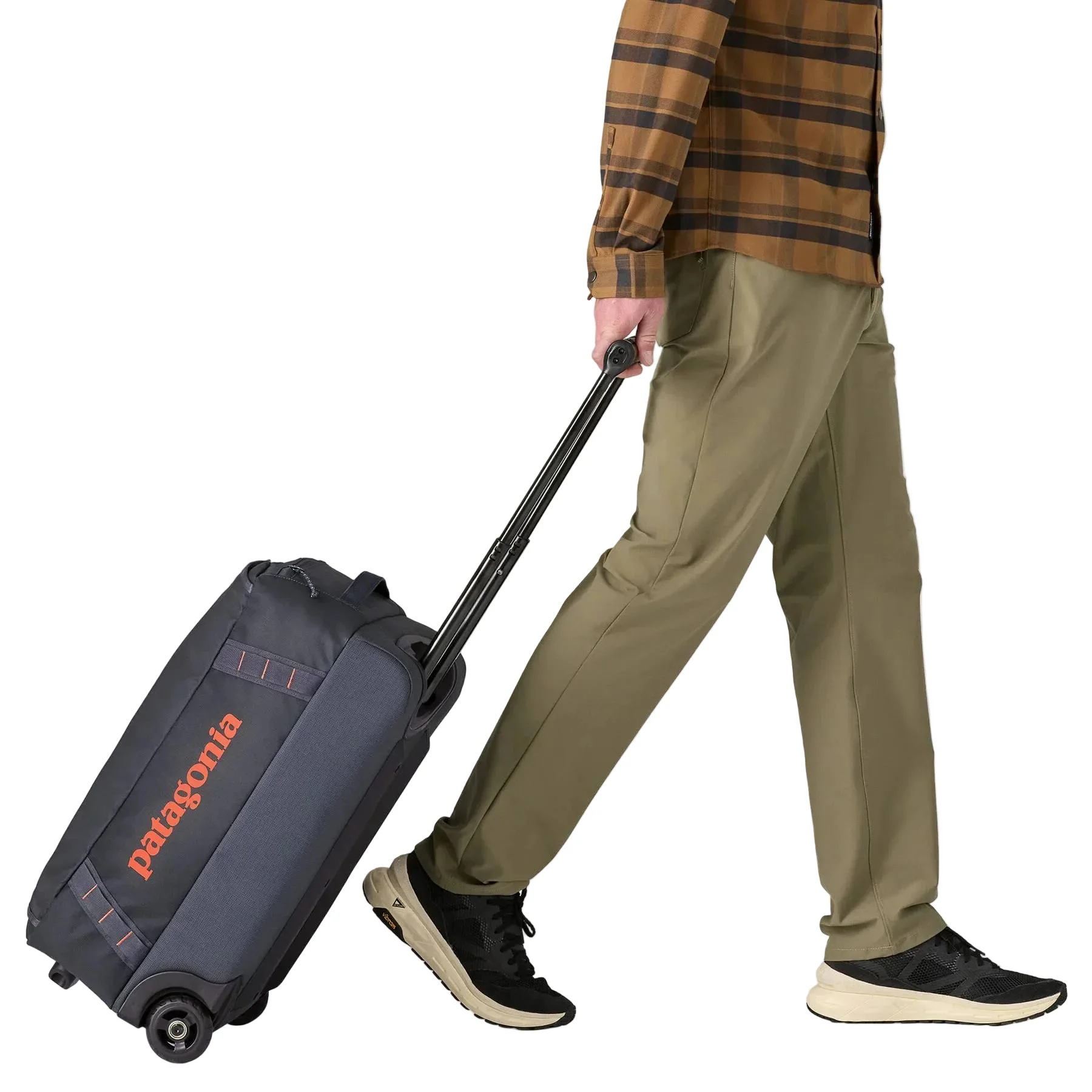 Patagonia 40L Black Hole Wheeled Duffle Bag - Smolder Blue w/Amanita Red - Image 2
