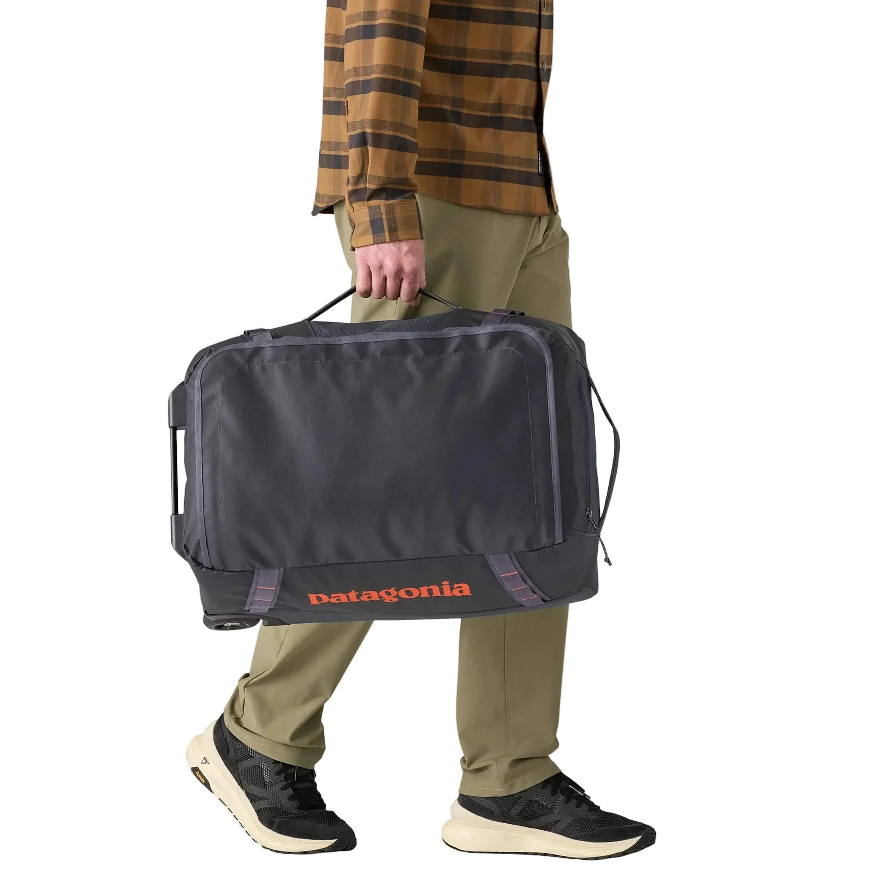 Patagonia 40L Black Hole Wheeled Duffle Bag - Smolder Blue w/Amanita Red - Image 3
