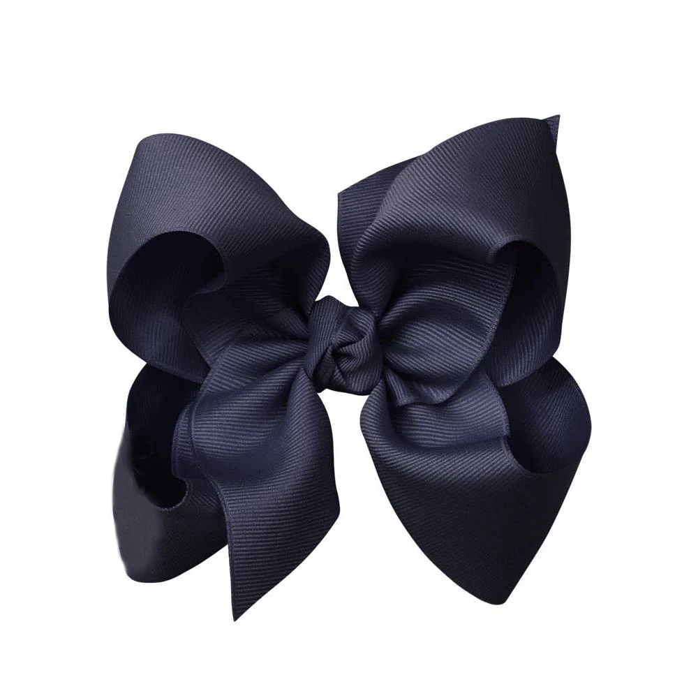 Signature Grosgrain Bow on Clip - 5.5" Dark Navy