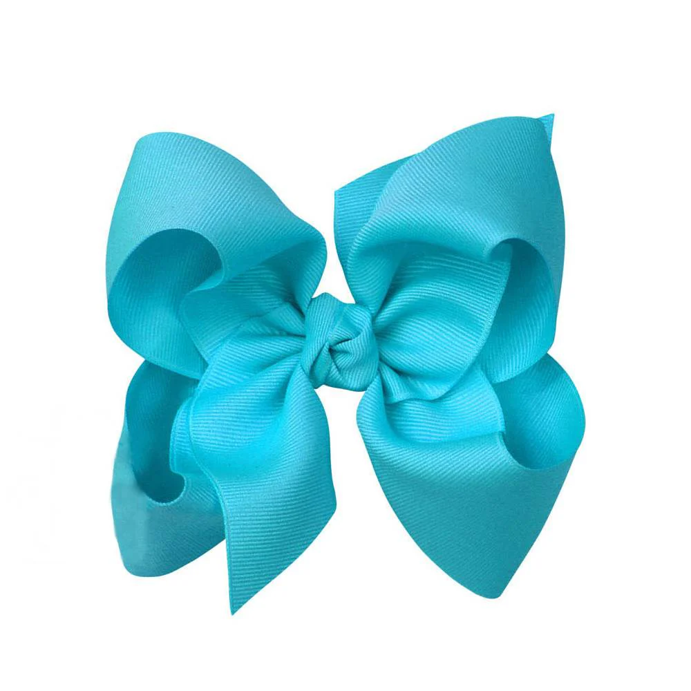 Signature Grosgrain Bow on Clip - 5.5" Turquoise