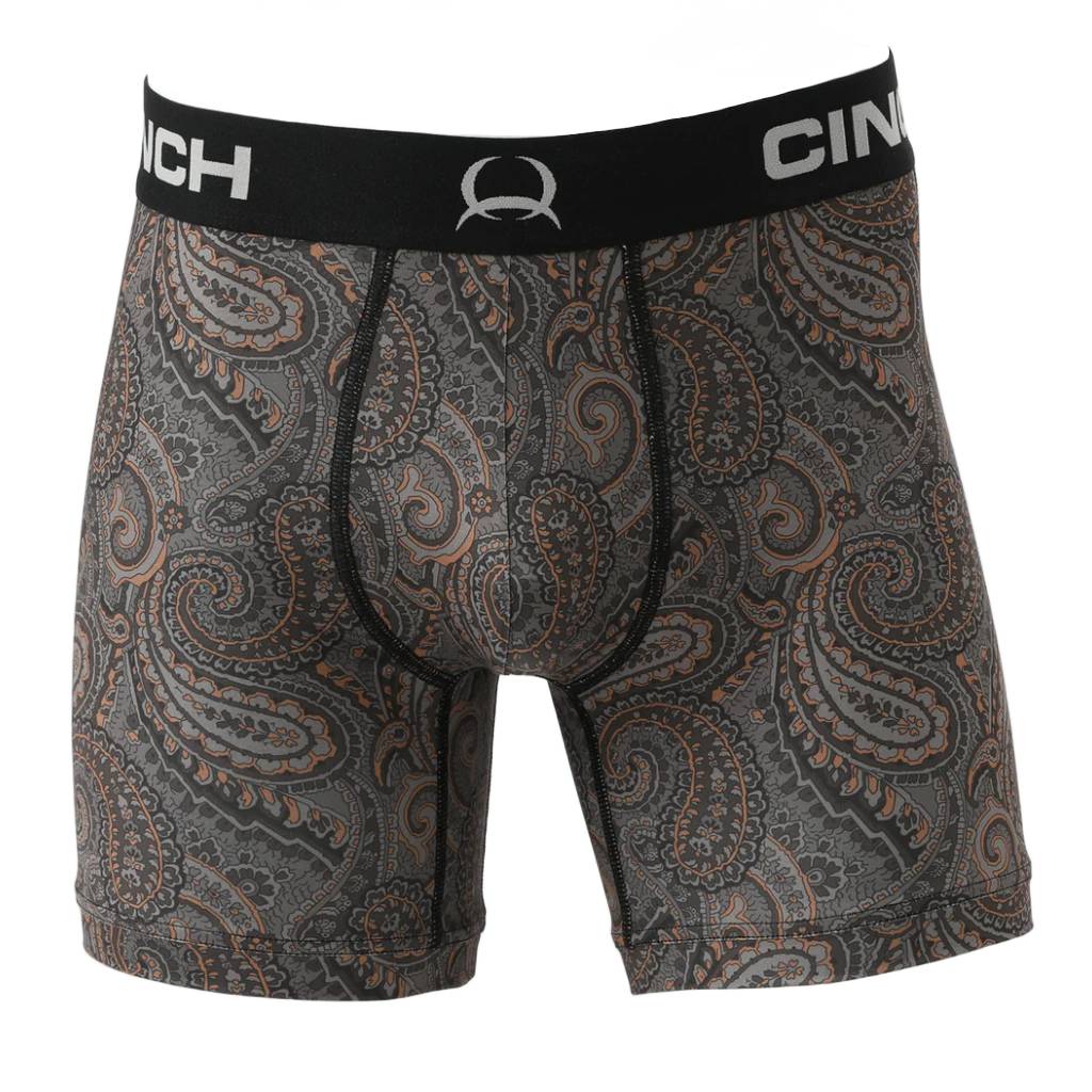 Cinch Men's 6" Brown Paisley Boxer Brief
