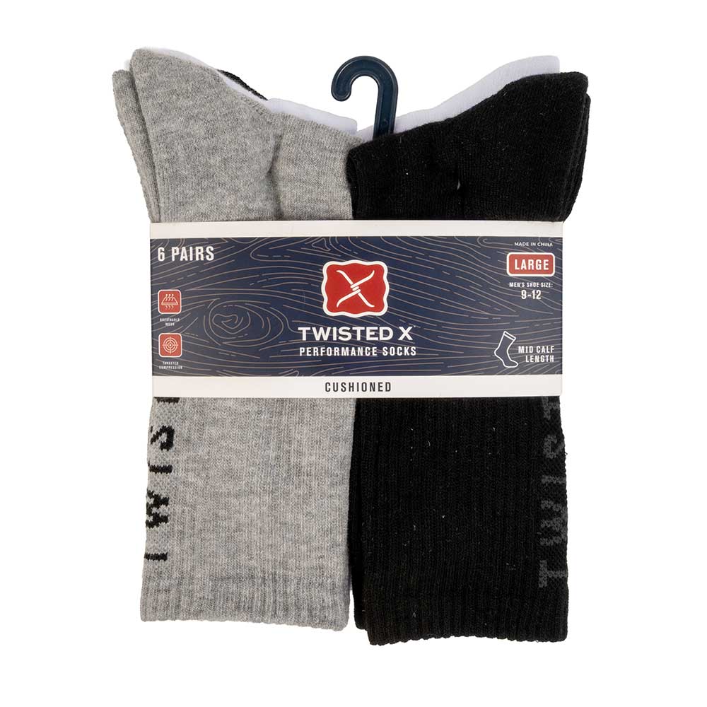 Twisted X Men's Everyday HC Performance Crew Socks - 6 pack - Image 2