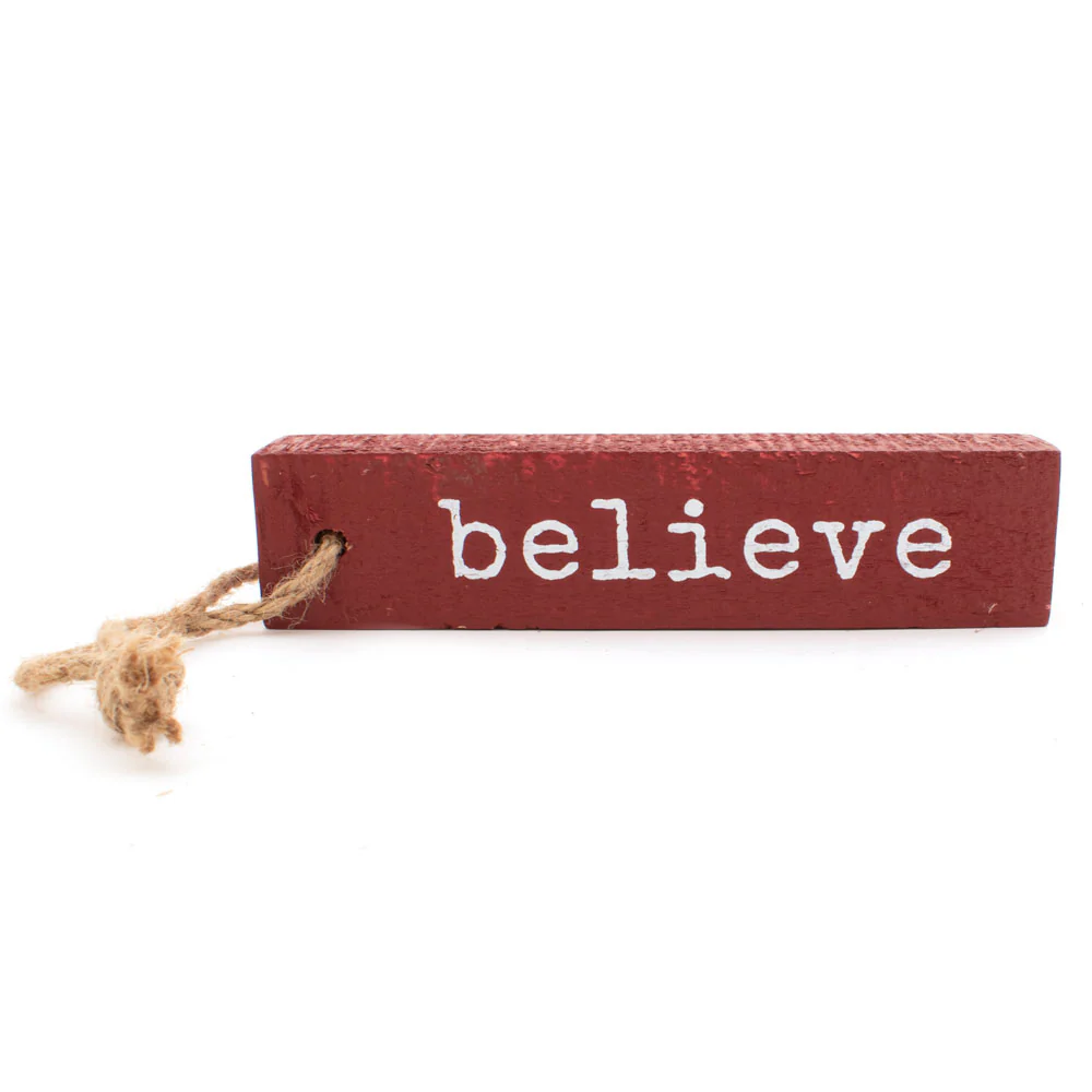 Rectangle 8" Wood Christmas Ornament - Believe