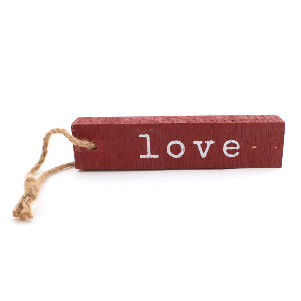 Rectangle 8" Wood Christmas Ornament - Love