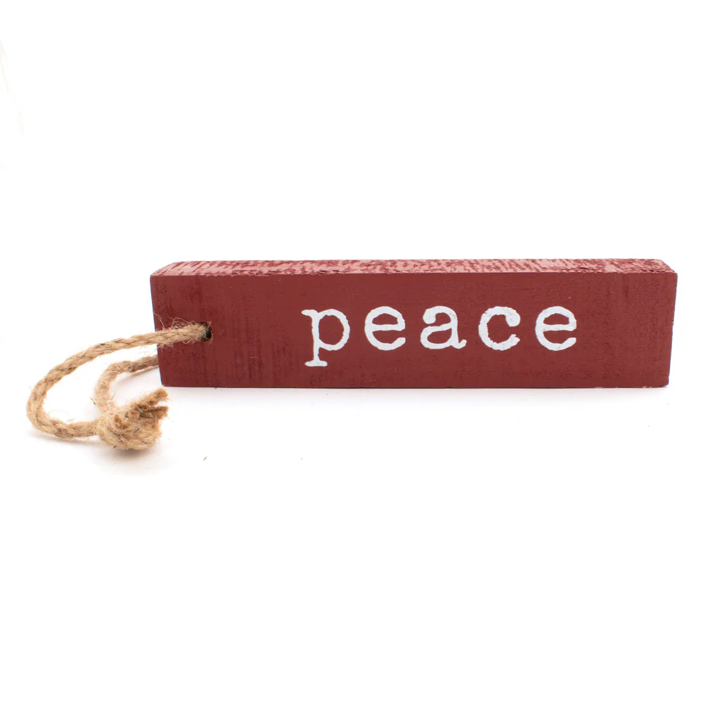 Rectangle 8" Wood Christmas Ornament - Peace