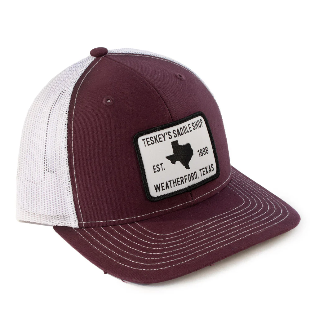 Teskey's 98 Saddle Shop Logo Cap - Burgundy/White