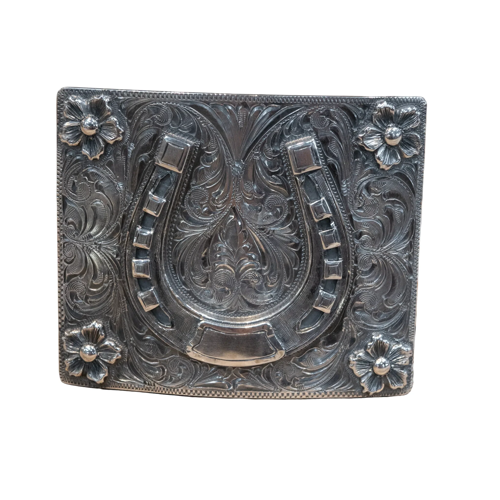 Ahmad Khan Hollywood Calif. Horseshoe w/Flower Belt Buckle