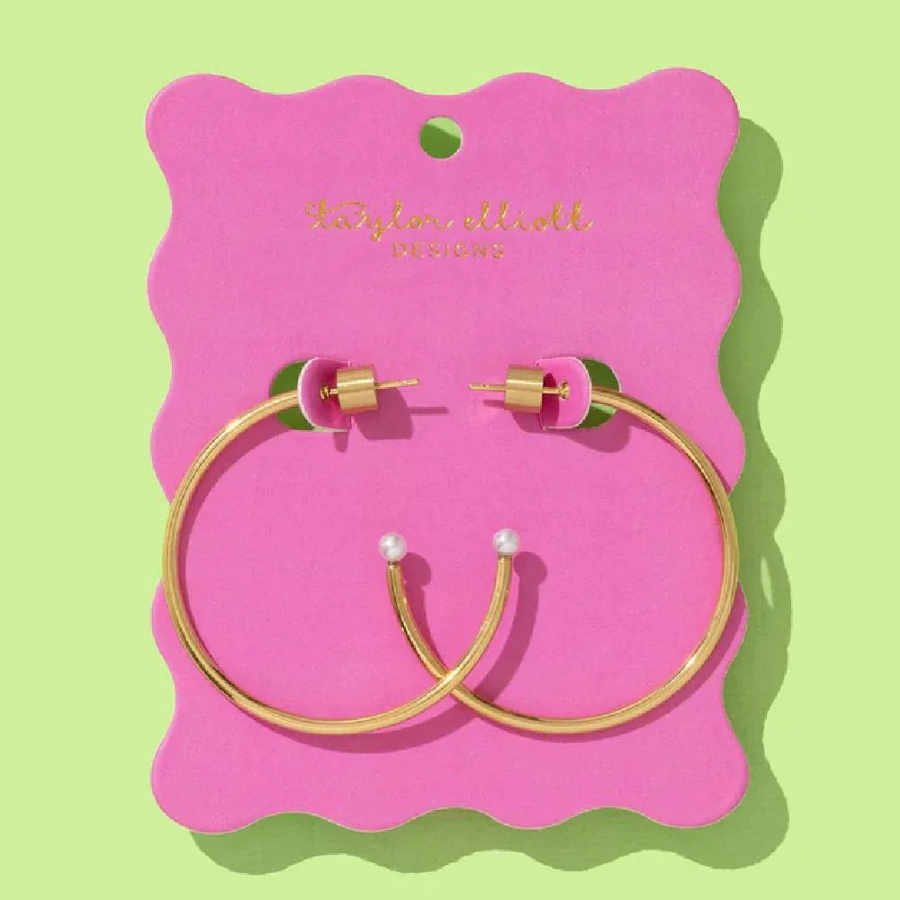 Alexis Extra Large Hoop w/Pearl Tip Earrings