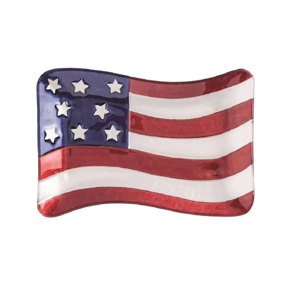 Mud Pie American Flag Glass Plate