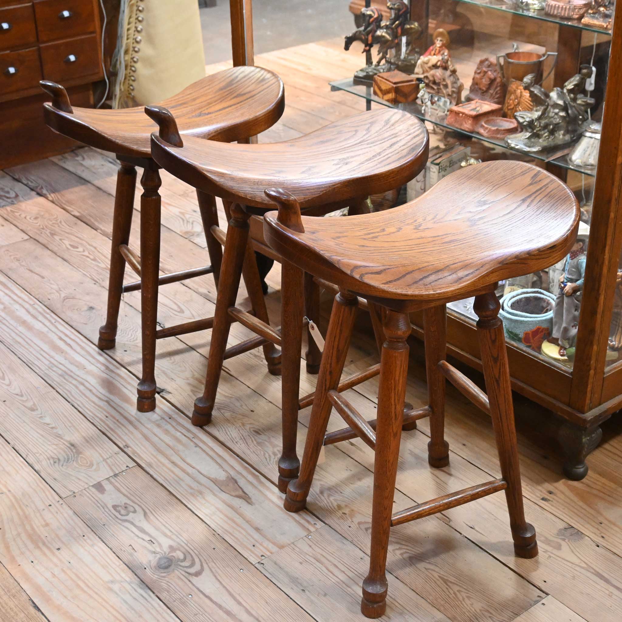 Solid Oak - Saddle Shaped Bar Stools