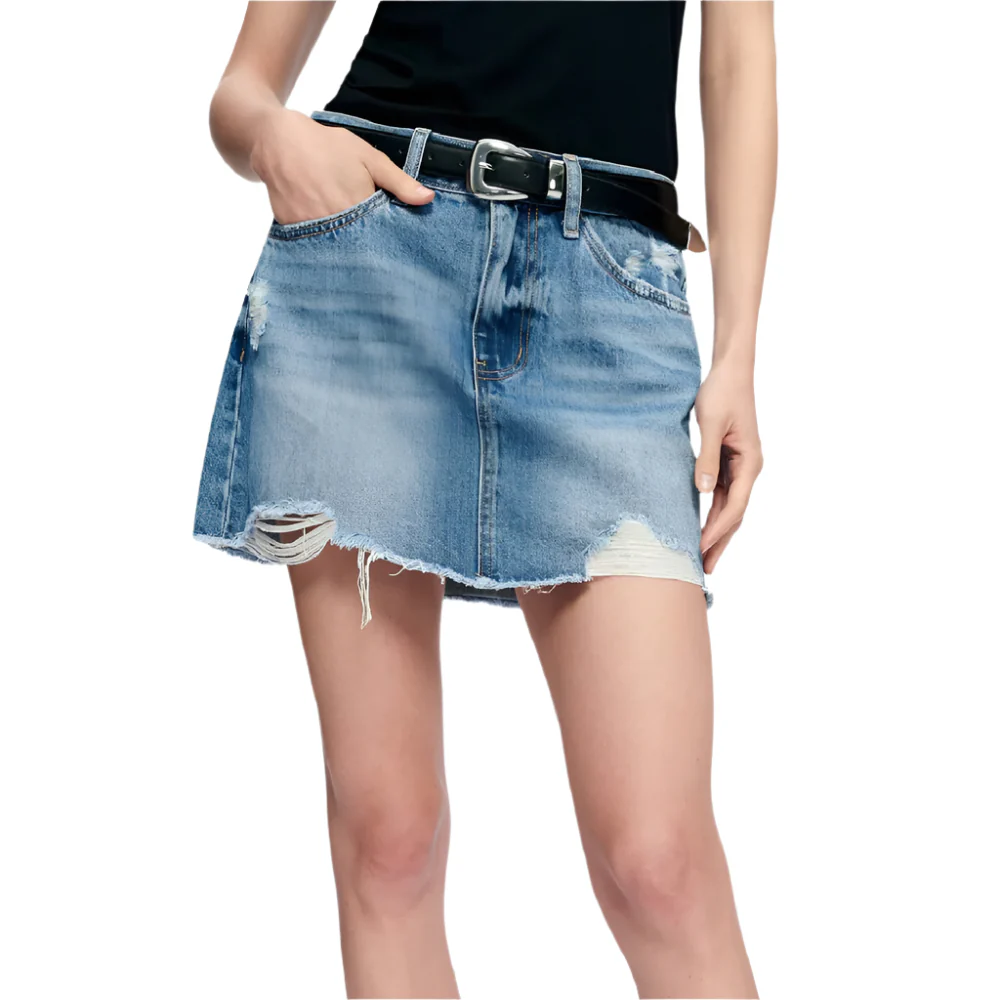 Bayeas Anna Distressed Denim Mini Skirt - Image 3