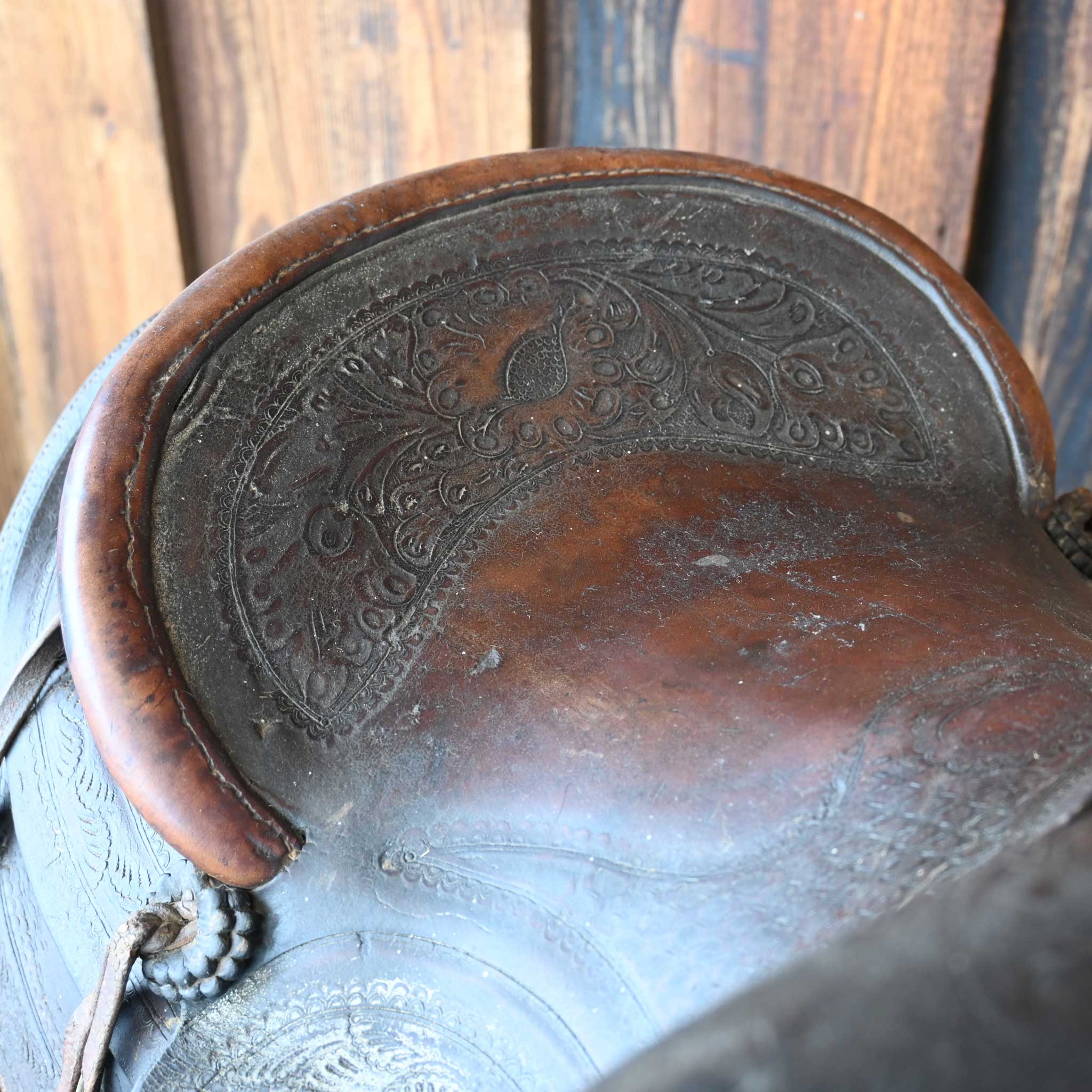 Antique Big Shell Cowboy Saddle - Image 3