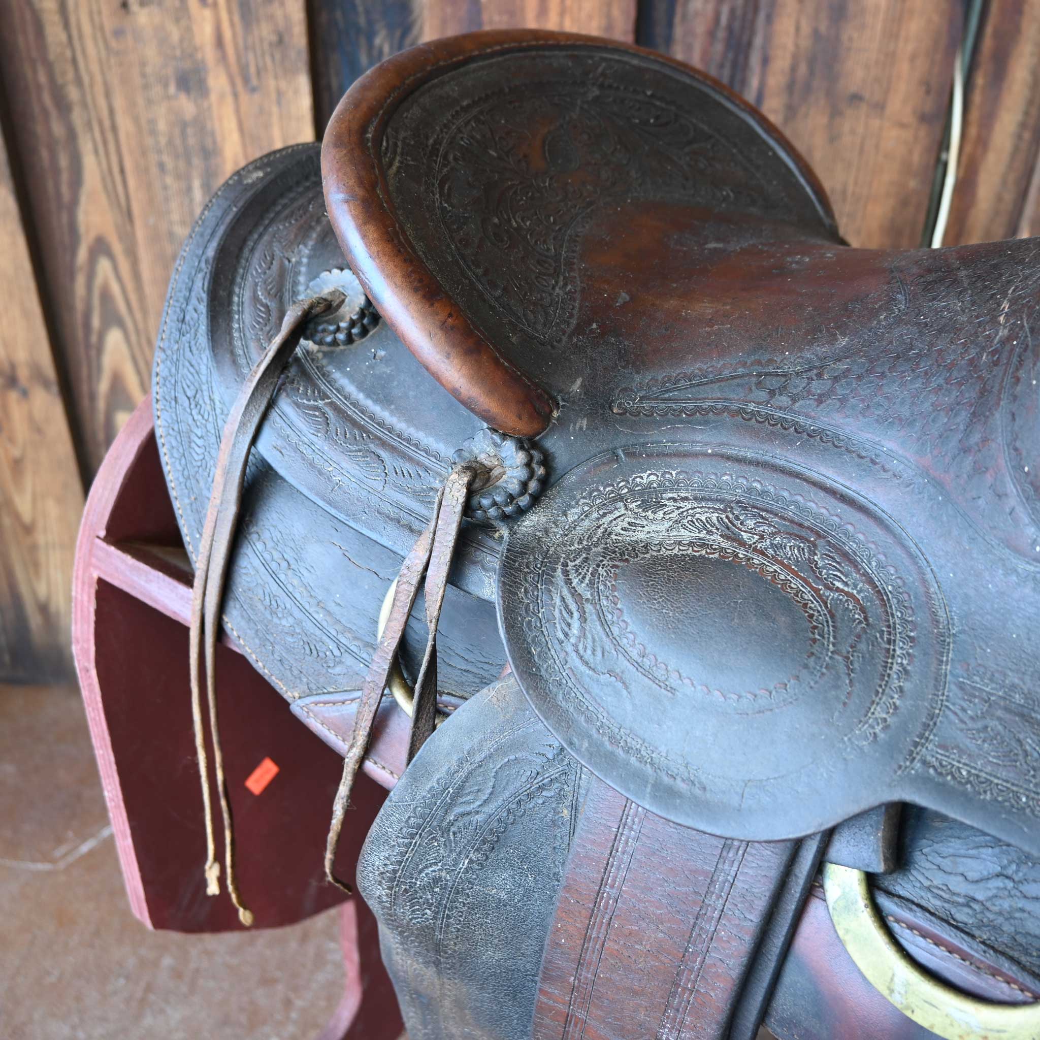 Antique Big Shell Cowboy Saddle - Image 4