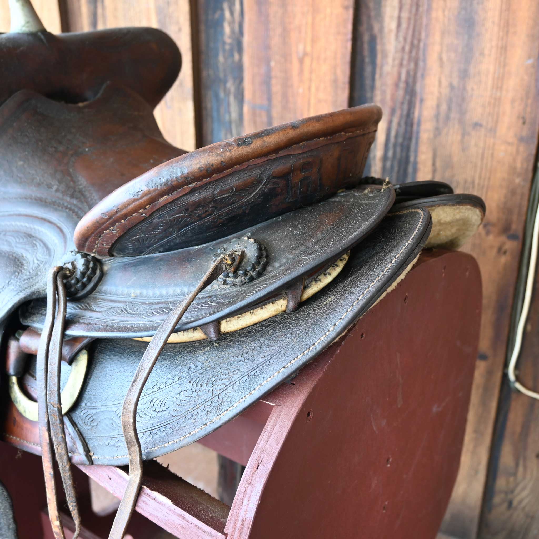 Antique Big Shell Cowboy Saddle - Image 5