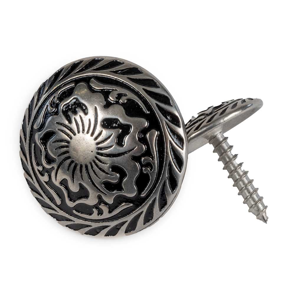 Silver & Black Floral Concho with Wood Screws - Image 2