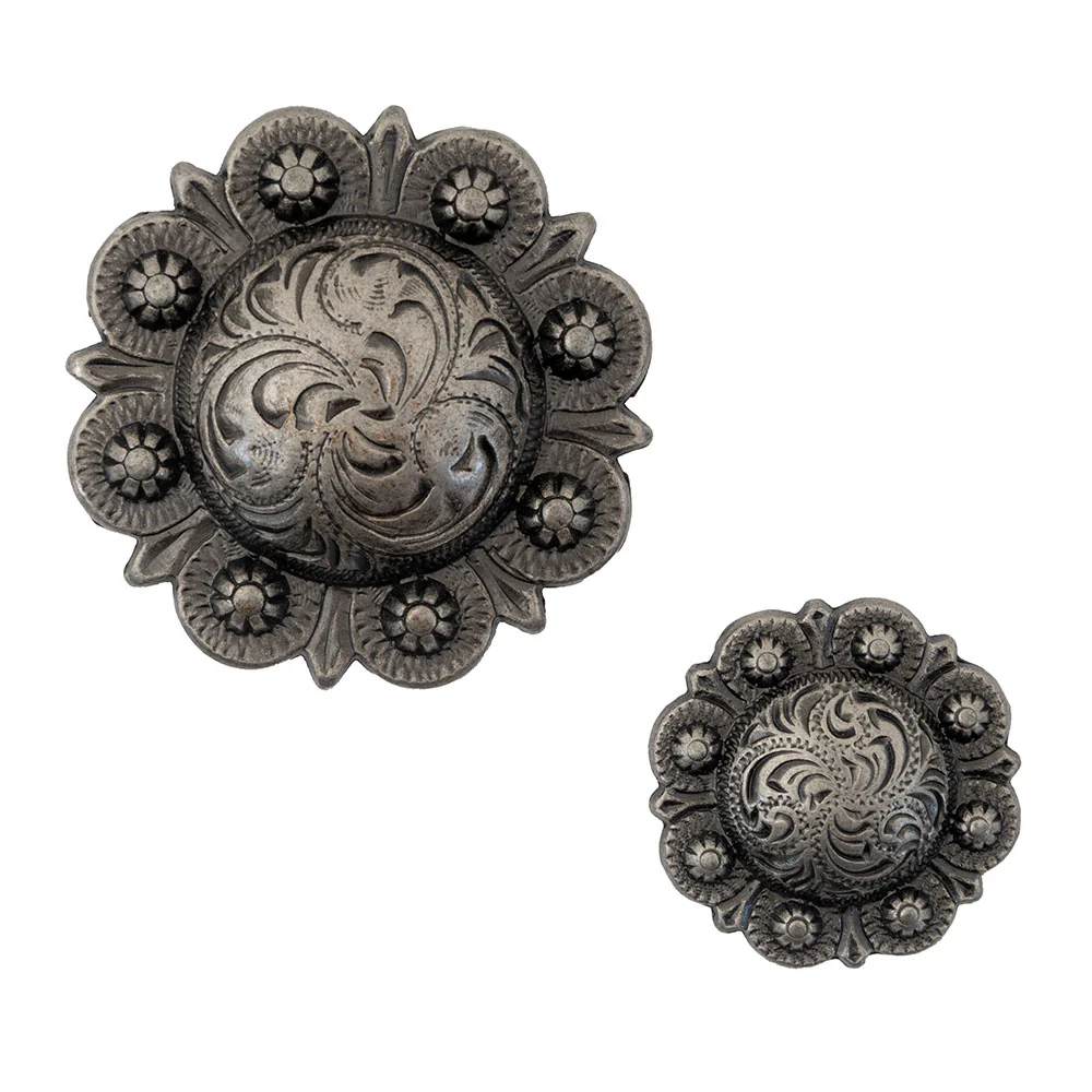 Antique Nickel Floral Berry Concho - Image 2