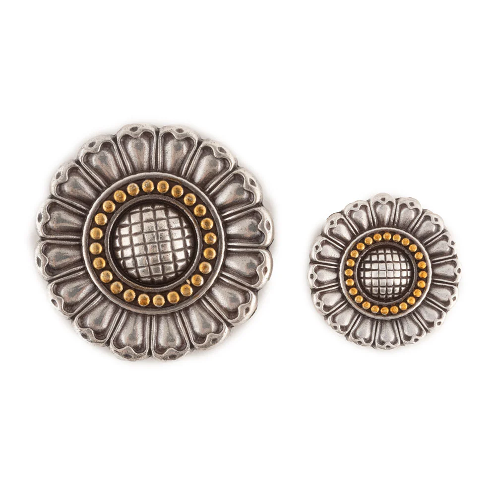 Antique Silver Sunflower Concho - Image 2