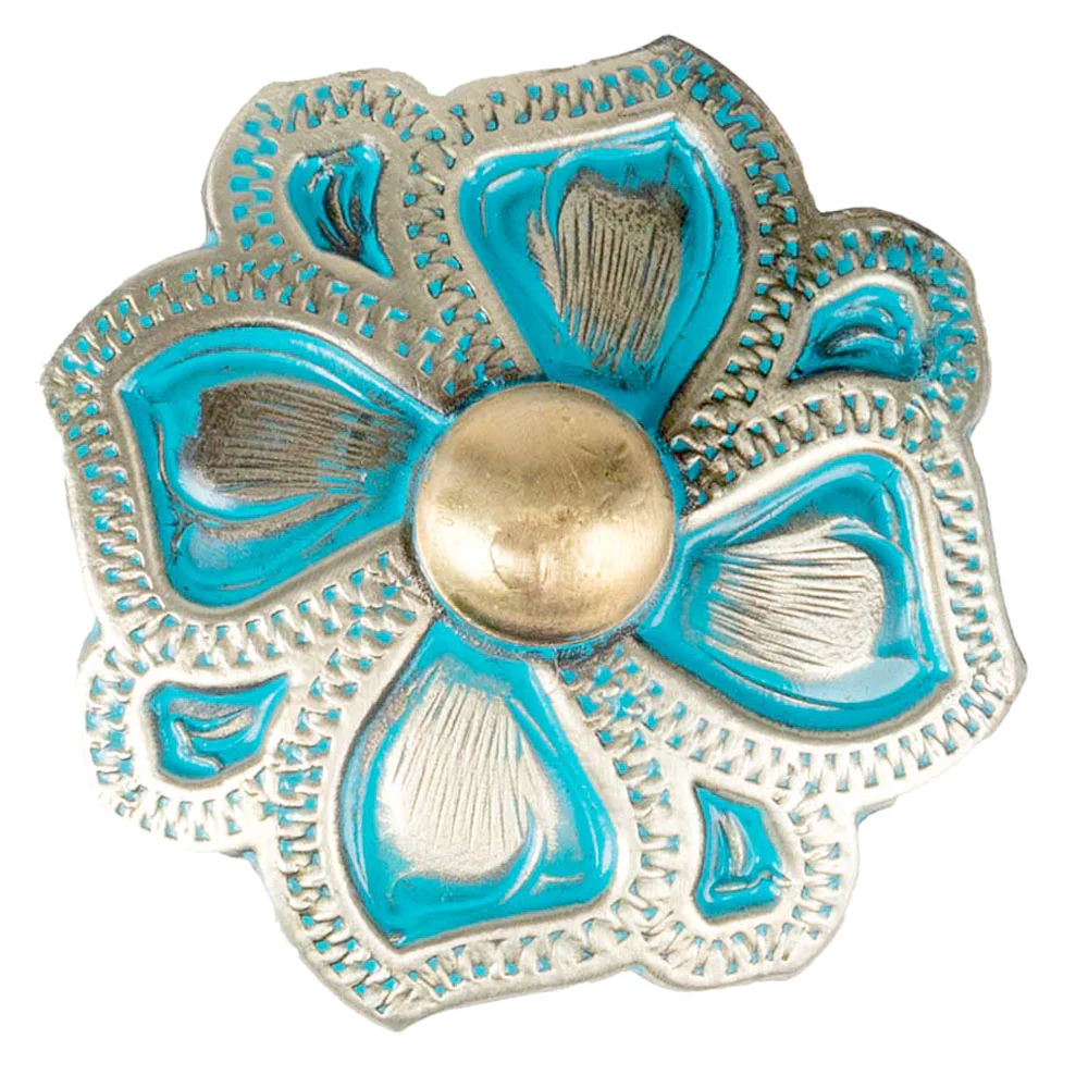 Antique Silver & Turquoise Flower Concho