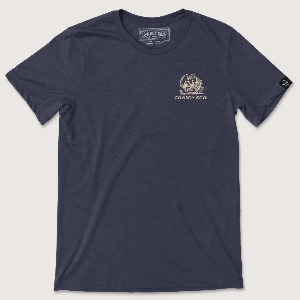 Cowboy Cool Men's Armadillo Navy Tee - Image 2