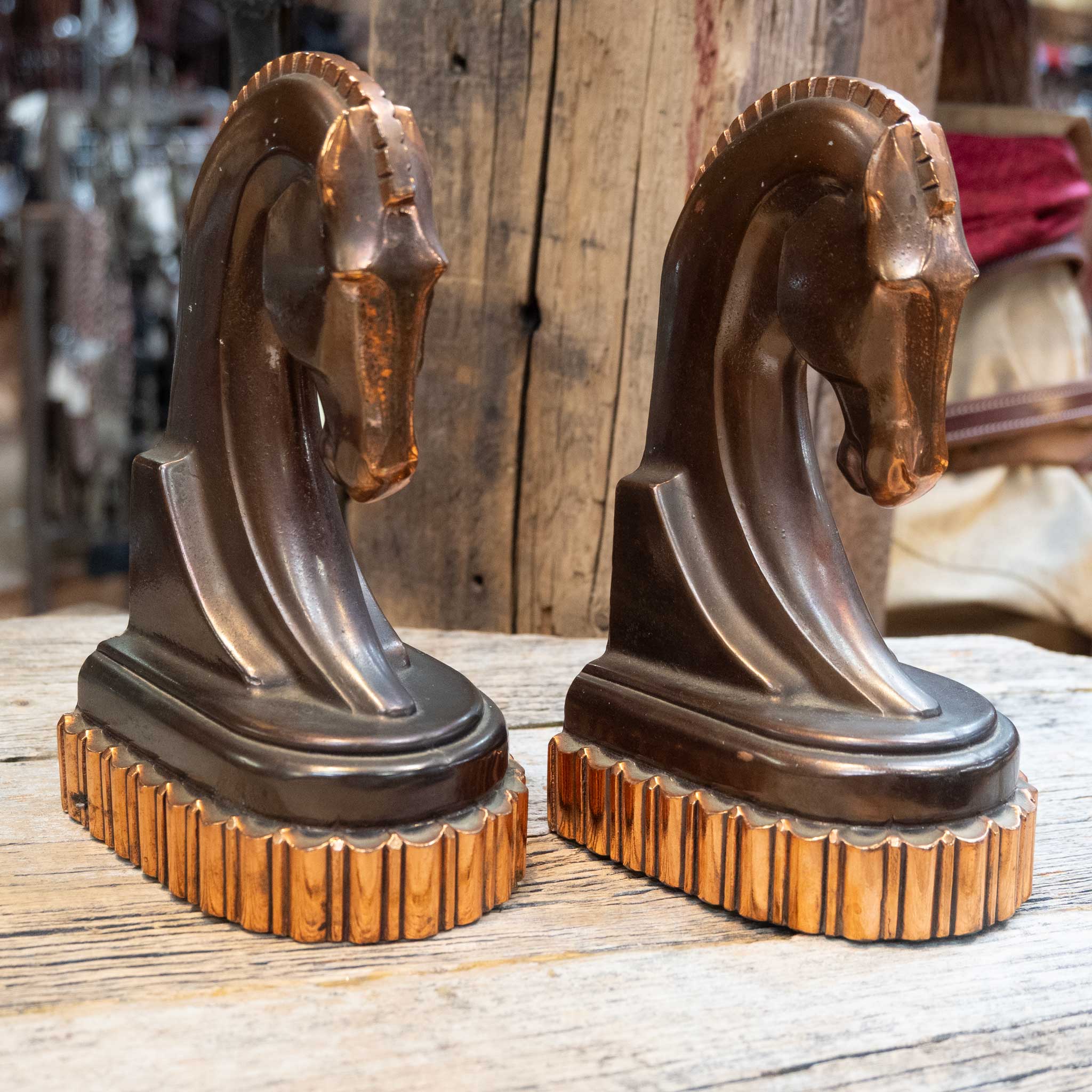 Art Deco Copper Horse Head Bookends - Image 4