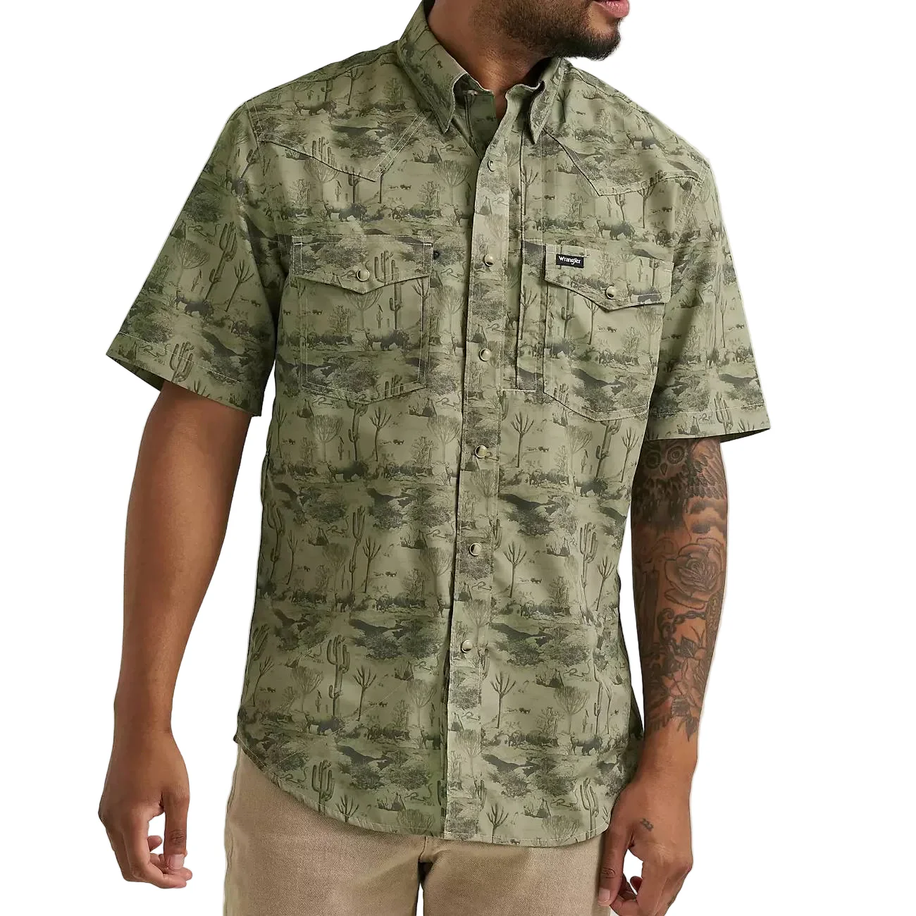Wrangler Men's ATG Performance Desert Print Snap Shirt