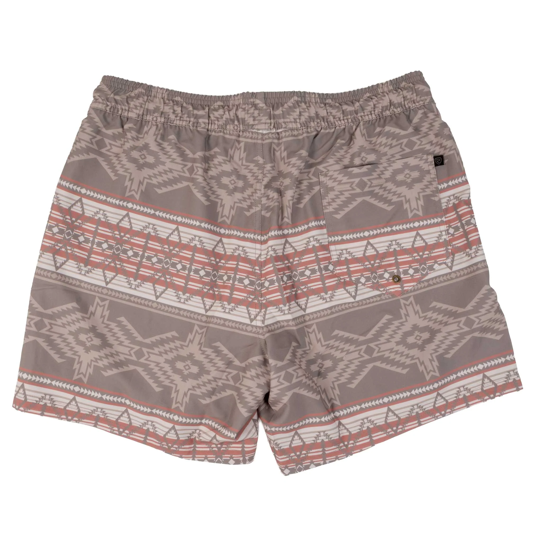 Rock & Roll Denim Men's Taupe Aztec Lined Swim Volley Short - Image 2