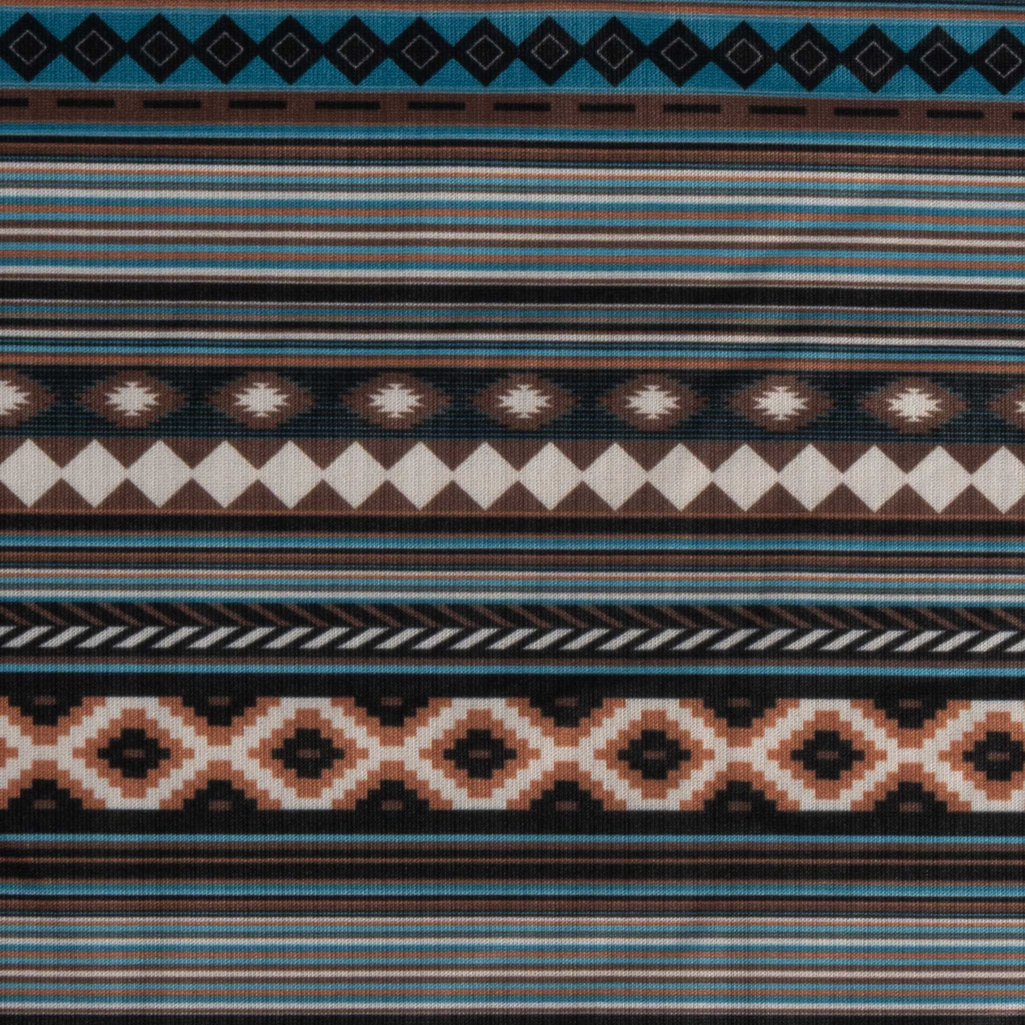 Rock & Roll Men's Teal Aztec Stripe Polo Shirt - Image 2
