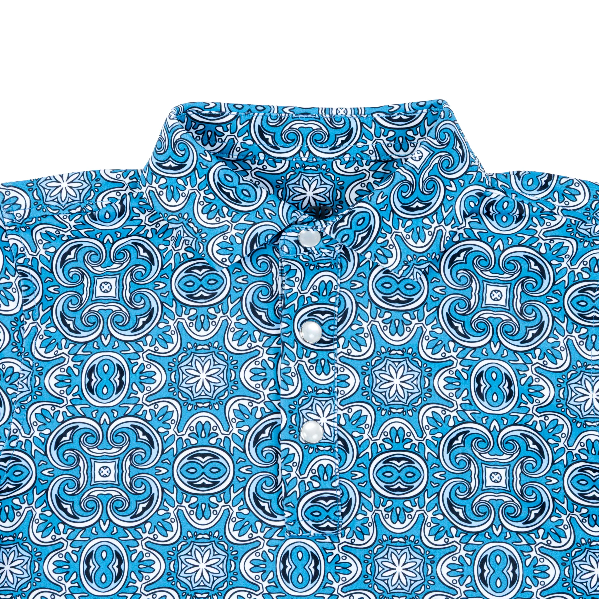 Ferrell Brand Boy's Bennett Light Blue Polo Snap Shirt - Image 2