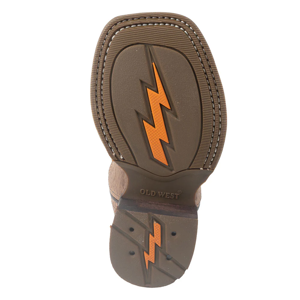 Old West Kid's Brown Bull Leather Boot - Image 5