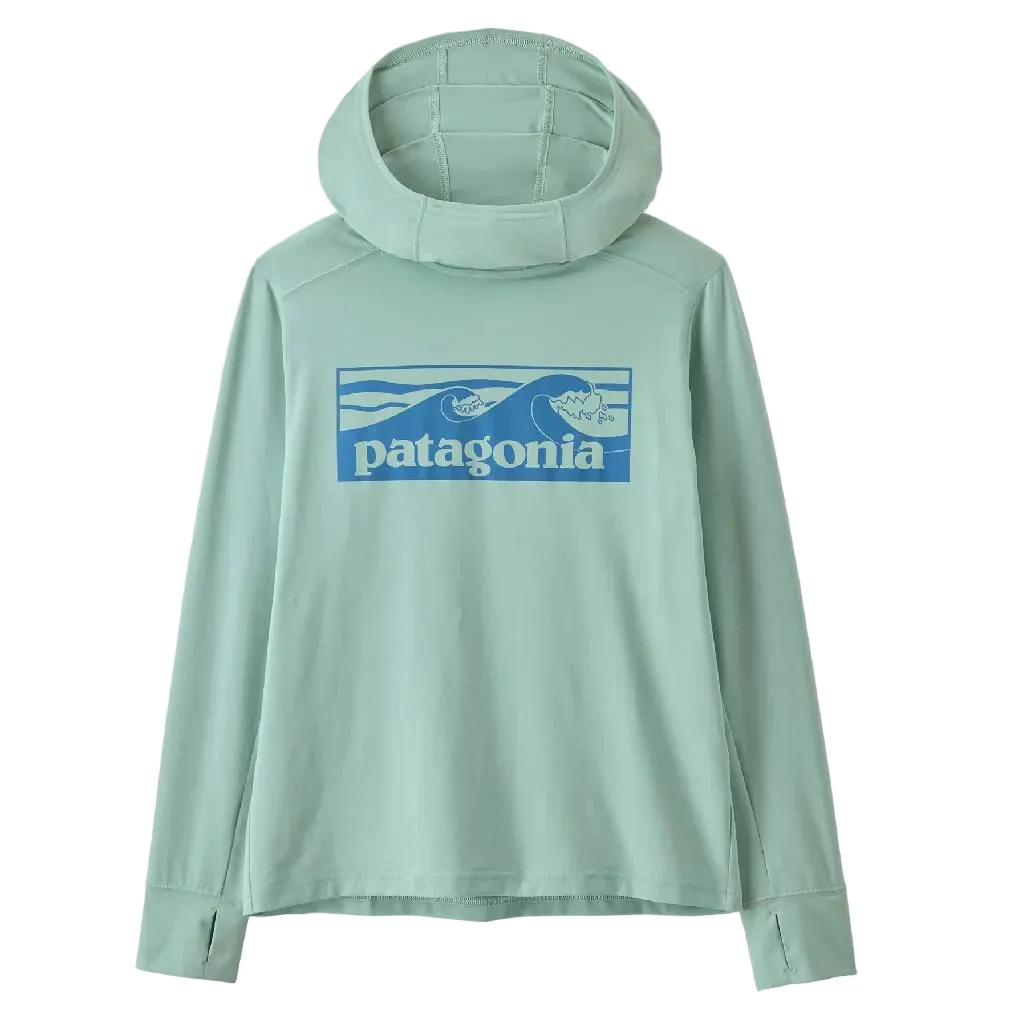 Patagonia Boy's Capilene Silkweight Hoodie - Boardshort Logo Tones: Thin Ice