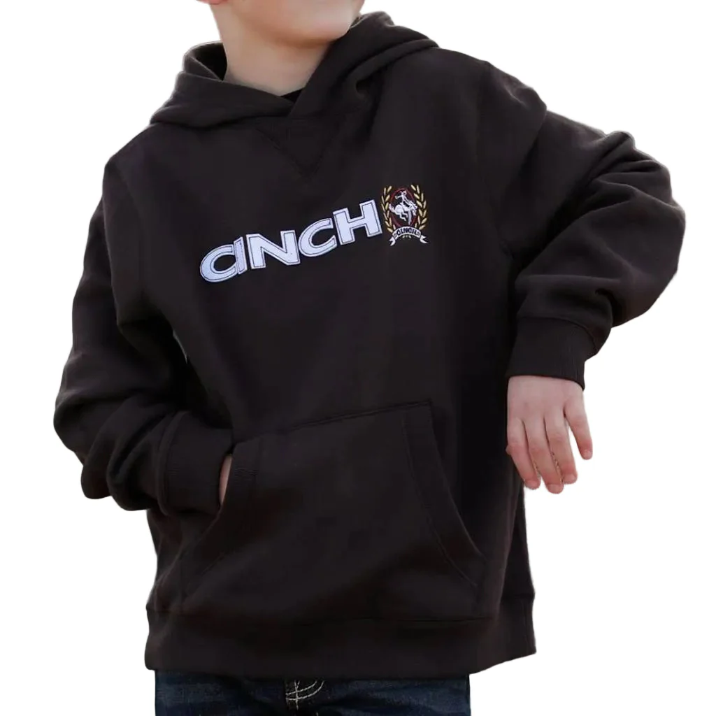 Cinch Boy's Brown Embroidered Cinch Logo Hoodie