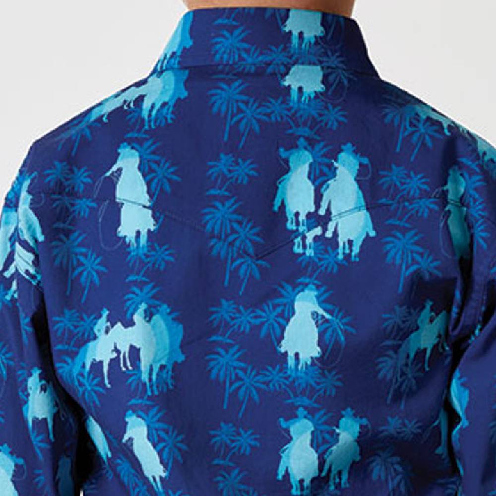 Roper Boy's Hawaiian Print Ombre Snap Shirt - Image 2