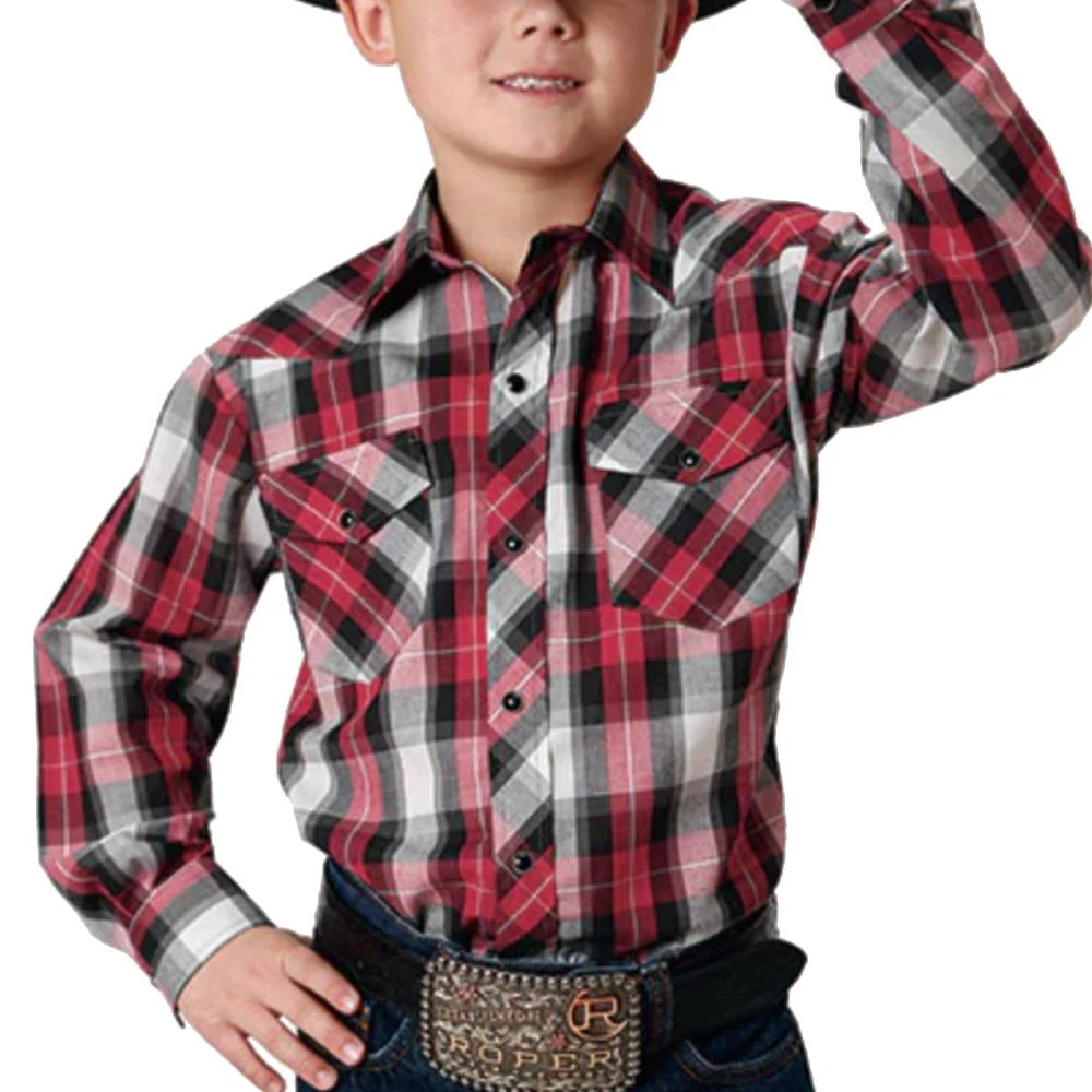 Roper Boy's Western Plaid Snap Shirt