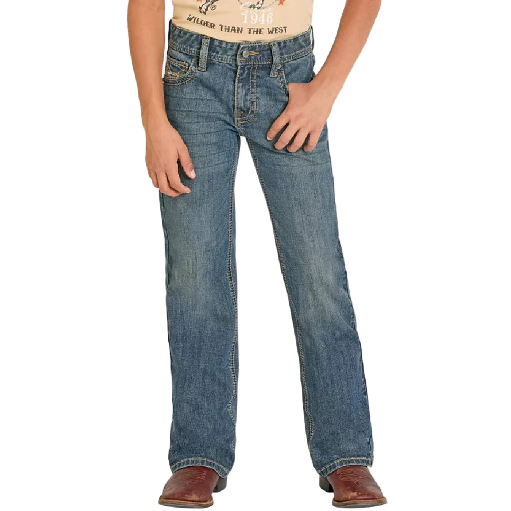 Rock & Roll Denim Boy's Ladder Stitch Embroidered Bootcut Jean