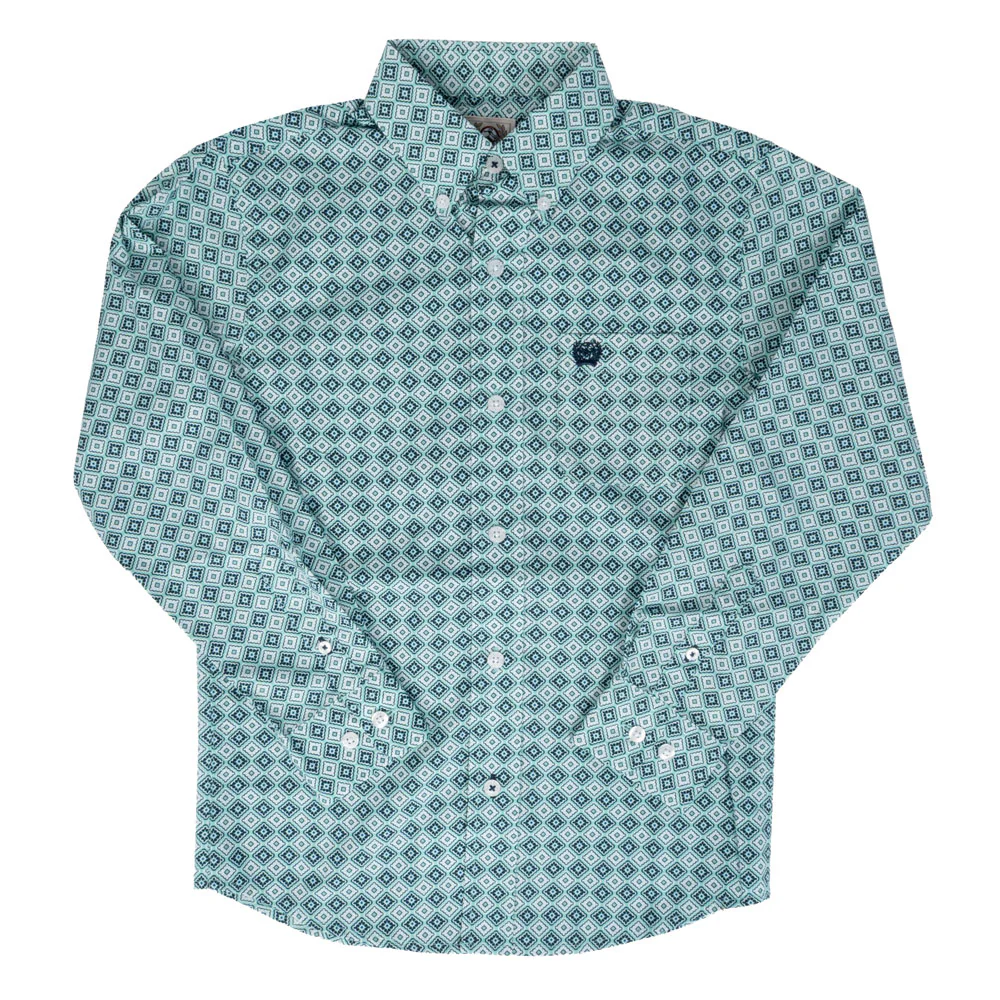 Cinch Boy's Geo Print Button Down Shirt