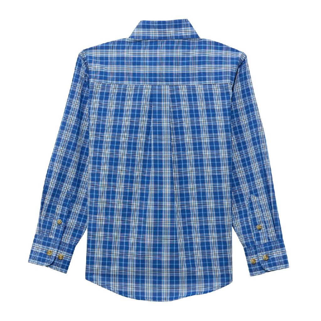 Wrangler Boy's Riata Blue Plaid Shirt - Image 2