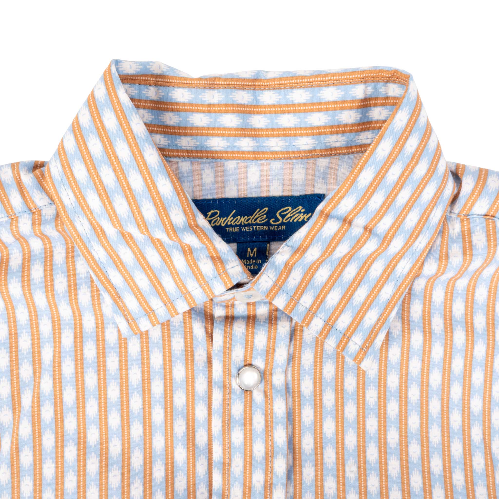 Panhandle Slim Boy's Rust Aztec Stripe Pearl Snap Shirt - Image 4