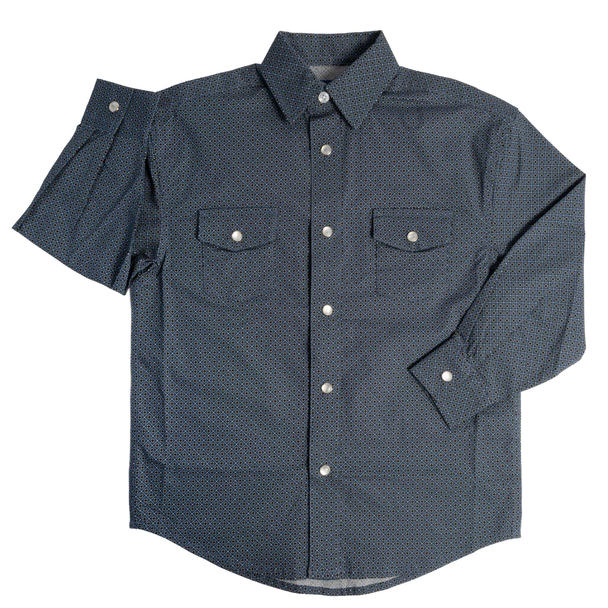 Panhandle Slim Boy's Western Geo Print Pearl Snap Shirt